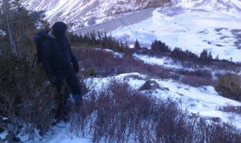 Chris Gray enjoys Winter Wonderland views near the Blue Lakes TH - December 2011