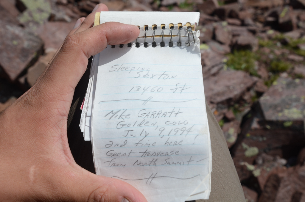 Sleeping Sexton summit register (8-5-2017).JPG