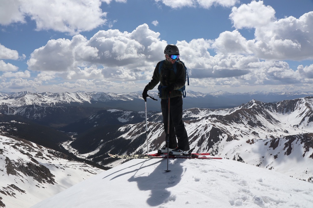 Mike ready to ski on the summit