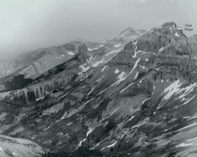 Dallas Peak from Mount Emma with my route shown